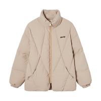 Mmlg 87mm 短款羽绒服女男2025年冬立领设计防风保暖百搭华夫格情侣款 卡其色
