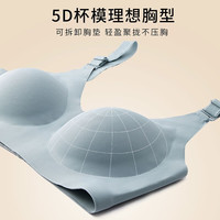 婧麒（JOYNCLEON）美背无痕内衣成人聚拢无钢圈收副乳无痕薄感文胸乳胶成人舒适 灰紫 M