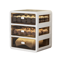 纳份爱免安装内衣收纳盒三合一文胸内裤袜子一体式储物盒 卧室衣柜整理 云朵把手-3层【大抽+10格+15格】