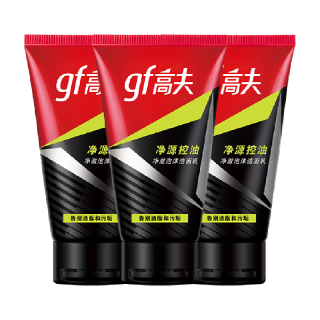 高夫 男士竹炭净源控油泡沫洁面乳100g*3支