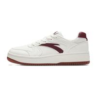 ANTA 安踏 女鞋板鞋2024春季厚底增高休闲鞋小白鞋透气运动鞋子女 象牙白/绛红色-7 37.5