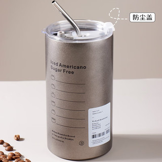 拜杰304不锈钢咖啡杯水杯冰霸杯车载男保冷杯子大容量带吸管600ML 304不锈钢咖啡杯带吸管600ML