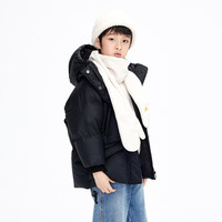 little MO&Co.蓄热加厚 童装冬季男童女童连帽羽绒服儿童外套男款 黑色 155 155/72
