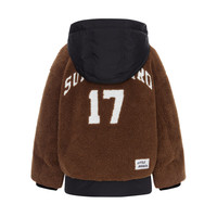 little MO&Co.童装冬季男童仿羊羔毛羽绒服男保暖外套儿童男款大童 深棕色 100 110/52