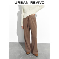 UR UR2025秋季女装肌理感松紧腰系带直筒裤UYY650085+ 卡其棕 L