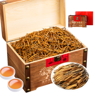 茗杰 茶叶 云南滇红大金针2023新茶蜜香金芽浓香型红茶礼盒装500g