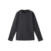 無印良品 MUJI女式 双罗纹织 圆领长袖T恤打底衫女款内搭上衣秋季 女装 深灰色 4A L (165/88A)
