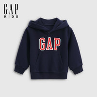 Gap 男女童2025秋季新款Logo胶印抓绒套头连帽衫儿童装卫衣