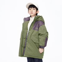 little MO&Co.加厚 童装冬装男童女童中长款工装派克服羽绒服儿童 橄榄绿色 150 150/68