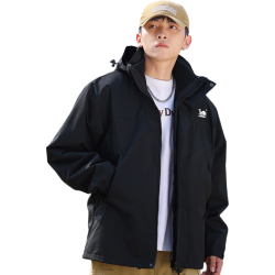东方骆驼 情侣冲锋夹克  黑色单衣 M