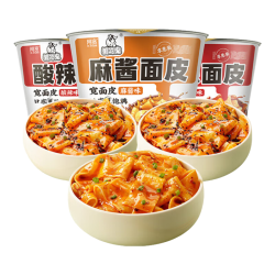 阿宽 享惠版干拌非油炸红油面皮酸辣味香辣味麻酱味三味组合装305g
