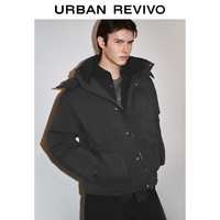 UR2025冬季男装时尚休闲连帽绗缝羽绒服UMY150014+ 黑色 M