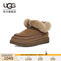 UGG 女士时尚舒适纯色平底保暖经典茸茸短靴雪地靴 1158224 胡桃木色 39