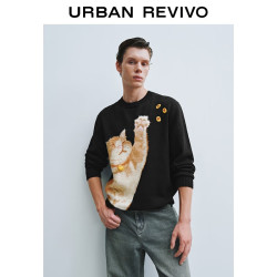 URBAN TAKE URBAN REVIVO UR2025 男装趣味休闲萌宠图案圆领针织衫 UUV950029