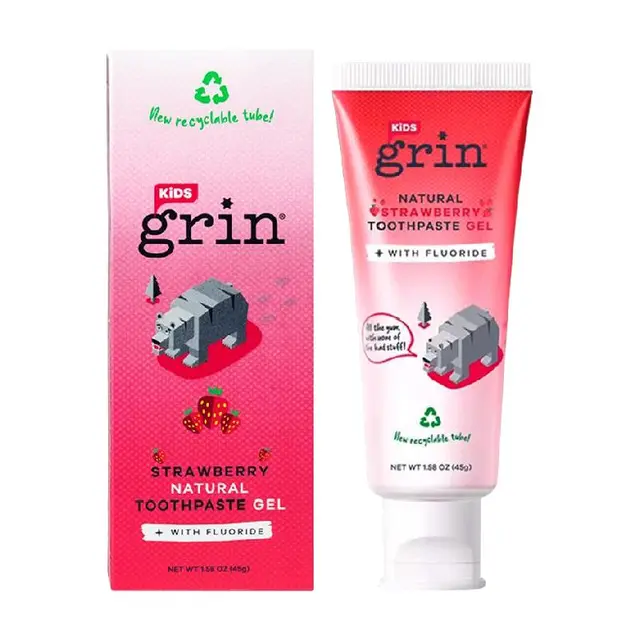Grin 格润安 进口儿童牙膏0到3-6-12岁含氟换牙期防蛀天然植萃低泡不辣口 1件装