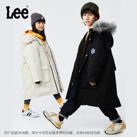 Lee儿童大毛领羽绒服冬季保暖加厚中大童男女童装中长款工装外套 卡其色 165 cm
