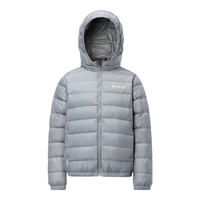 黑冰23冬季儿童600蓬鹅绒活帽薄款羽绒服男女童同款 石纹灰 130