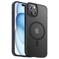 品胜 适用苹果15手机壳iPhone15磁吸壳 MagSafe无线充电 防摔抗指纹耐磨超薄亲肤磨砂磁吸保护套 黑色 【防摔磁吸^赠钢化膜】黑