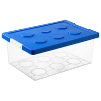 霜山SHIMOYAMA收纳盒儿童积木玩具书本分类整理箱透明塑料零食储物盒 蓝色小号-5L(31*21*13.5cm) 单个装