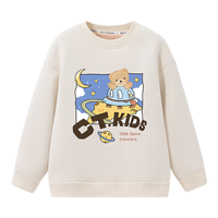 Classic Teddy精典泰迪童装儿童加绒卫衣男女童加厚保暖上衣百搭冬装 米白 110