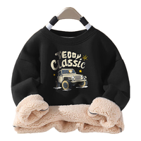 Classic Teddy精典泰迪童装儿童加绒卫衣男女童加厚保暖上衣百搭冬装 黑色 100