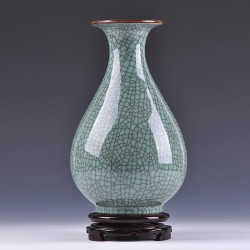 厚古薄今 景德镇陶瓷器仿古官窑裂纹釉花瓶 31cm 玉壶春
