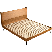 联邦（LANDBOND）家具 北美樱桃木纯实木床原木风主卧1.5米1.8米带软包双人床 月兔床1.8米+灯芯绒软包（金属脚款）