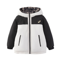asics亚瑟士童装冬季满印男女中大童加厚羽绒服保暖外套 001黑色 160cm