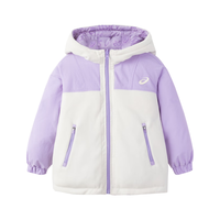 ASICS 亚瑟士 童装2023新款冬季满印男女中大童加厚羽绒服保暖外套 508紫色 160cm