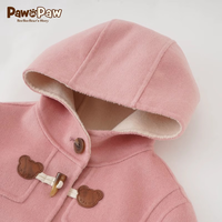 PawinPaw卡通小熊童装秋冬女童中长款毛呢大衣绵羊毛外套 棕色/85 150