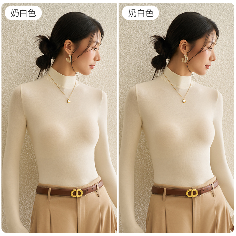 【半高领】奶白色+奶白色