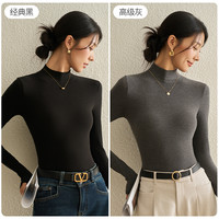 猫人 德绒半高领打底衫女 黑色 XL