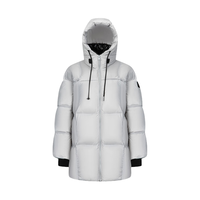 艾莱依羽绒服女时尚连帽可脱卸U型枕通勤保暖外套 松雾灰M M (105-115斤)