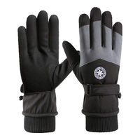 绿源骑行手套冬季男女保暖加绒电动摩托自行车防寒风触屏运动滑雪手套 【男士】黑灰