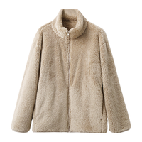 雪中飞 SNOWFLYING 秋冬季女士摇粒绒外套韩版潮流保暖上衣纯色简约日常百搭立领外套 米咖色 165/88A(L)