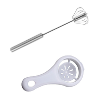 拜杰手动打蛋器半自动不锈钢旋转式手持家用鸡蛋搅拌奶油打发 12寸半自动打蛋器+蛋清分离器