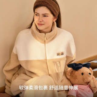 Teenie Weenie小熊羊羔绒睡衣女款2025秋冬加绒加厚家居服 奶栗棕 【雪国山峦小熊-女】 S