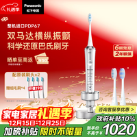 Panasonic 电动牙刷马达牙医双马达横纵震颤快速充电高效清洁护龈女友PDP67银