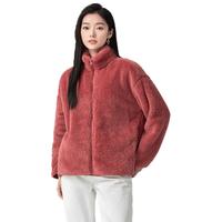 雪中飞 SNOWFLYING秋冬季女士摇粒绒外套韩版潮流保暖美拉德色简约日常百搭立领外套 粉橡红 175/96A(XXL) 柑橘橙