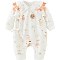 新生儿衣服春秋款初生女宝宝长袖连体衣甜美花边婴儿秋装