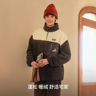 Teenie Weenie小熊羊羔绒睡衣女款2025秋冬加绒加厚家居服 奶栗棕 【雪国山峦小熊-女】 S