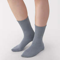 無印良品 MUJI女式合脚直角袜口无橡筋宽松口袜袜子女中筒25年秋季DAJ36C5A 紫丁香色 XS (21-23cm/32-36码)