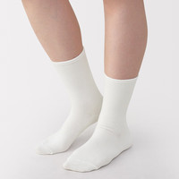 無印良品 MUJI女式合脚直角袜口无橡筋宽松口袜袜子女中筒25年秋季DAJ36C5A 米白色 S (23-25cm/36-40码)