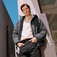 斯凯奇 男士连帽棉服