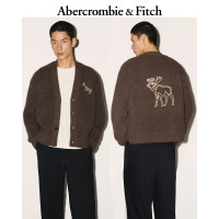PLUS会员、会员专享：Abercrombie & Fitch 大麋鹿图案绒感针织衫毛衣25秋冬男装120-5180 棕色 XS