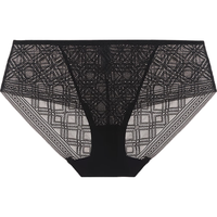夏.娃.之.秀内裤女蕾丝内裤舒适夏季薄款束腰提臀收腹透气三角女士内搭内裤 黑色 (性感蕾丝) 1条 L