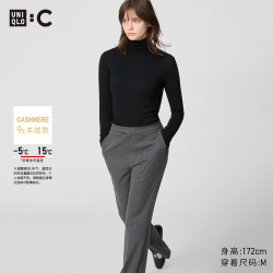 优衣库 女装HEATTECH EXTRA WARM 混纺高领T恤/长袖 9%羊绒