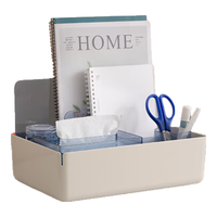 得力（deli）Xdomo系列多功能收纳盒 办公桌面收纳 纸巾盒书架笔筒 浅灰 XDM33 浅灰色