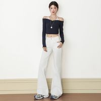 美式白色辣妹微喇牛仔裤女秋季高腰显瘦小个子百搭拖地喇叭裤