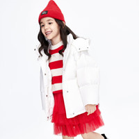 little MO&Co.亲子装 童装冬季男童女童三防羽绒服儿童外套 本白色 155 155/72